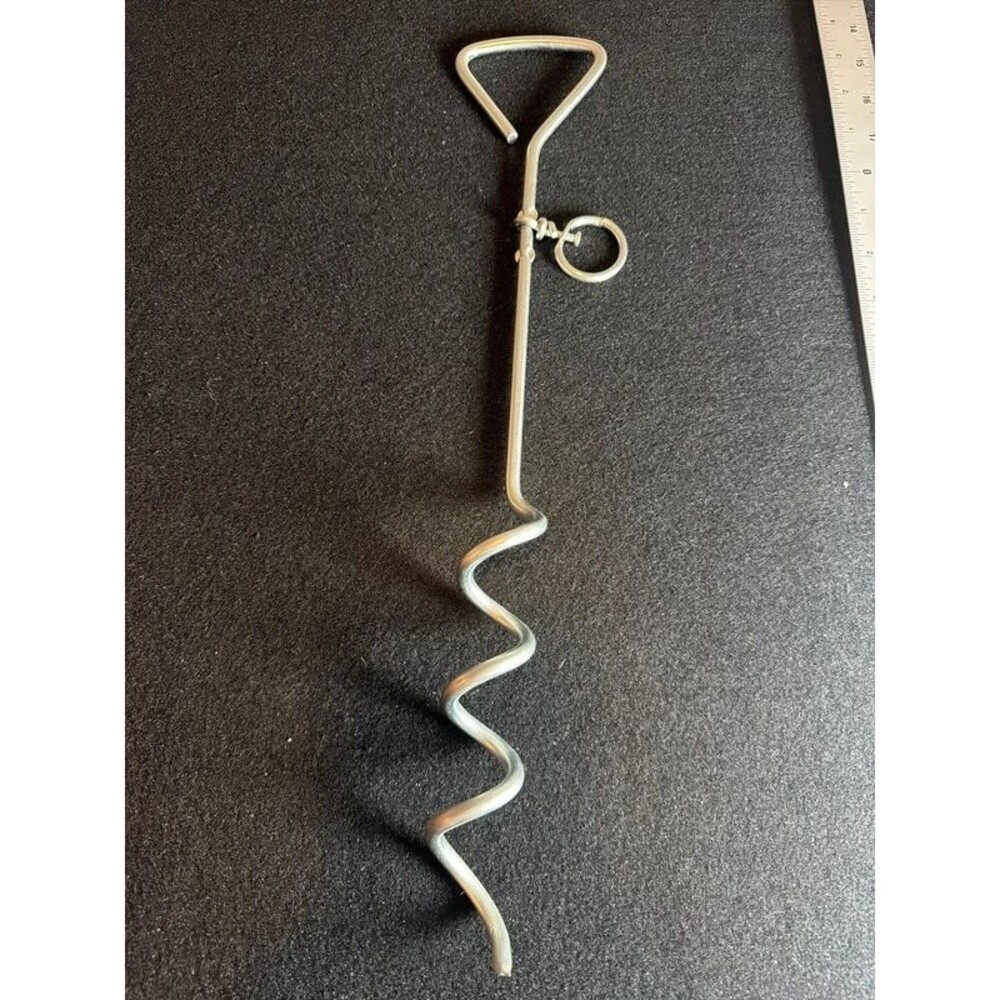 16" Heavy Duty Spiral Dog Tie Out Stake Ground Anchor Chrome Steel Screw-In-k